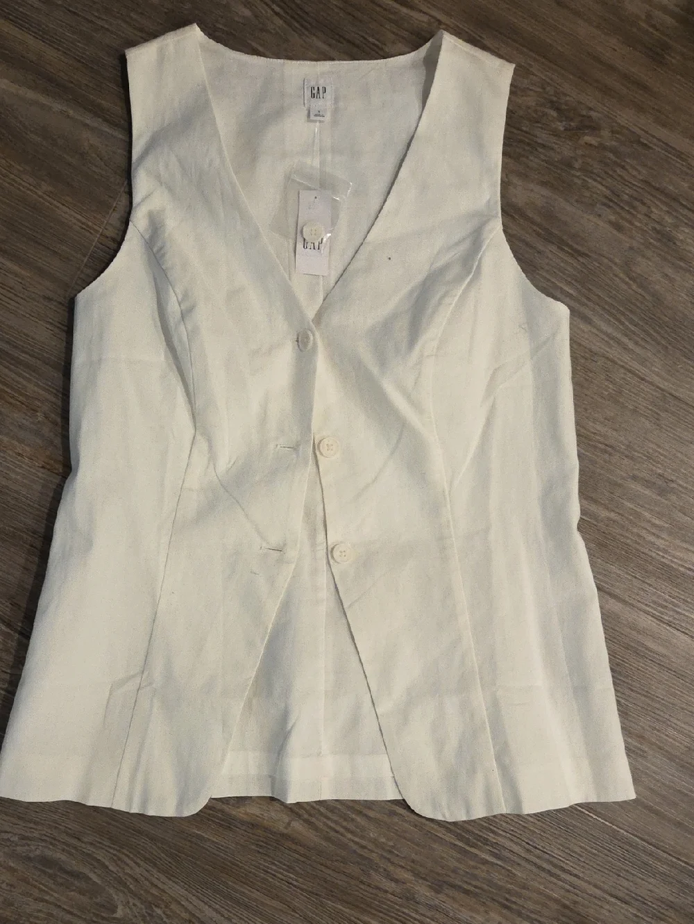 GAP Cream Sleeveless Button Front Vest - Picture 1 of 3